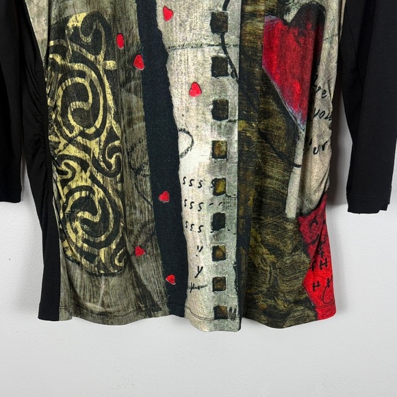 Simply Art by Dolcezza Chic Multicoloured Graphic Artistic Long Sleeve Med Top - Picture 9 of 10